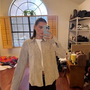 Mixit Light Beige Suede Button-Front Jacket